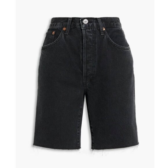 NWT Re/Done Denim 90s Comfy Jean Shorts Long Bermuda Summer Casual Black New 24 - Picture 10 of 10